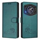 For Cubot A30 Cat Rat Embossed Pattern RFID Leather Phone Case with Lanyard(Peacock Green) - 2