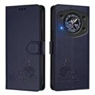 For Cubot A30 Cat Rat Embossed Pattern RFID Leather Phone Case with Lanyard(Blue) - 2