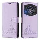 For Cubot A30 Cat Rat Embossed Pattern RFID Leather Phone Case with Lanyard(Purple) - 2