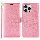 For iPhone 16 Pro Max Peony Flowers Imprint Leather Phone Case(Pink) - 2