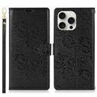 For iPhone 16 Pro Peony Flowers Imprint Leather Phone Case(Black) - 2