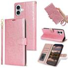 For iPhone 16 Peony Flowers Imprint Leather Phone Case(Pink) - 1