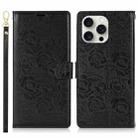 For iPhone 15 Pro Max Peony Flowers Imprint Leather Phone Case(Black) - 2