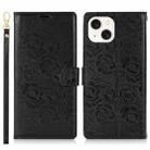 For iPhone 15 Plus Peony Flowers Imprint Leather Phone Case(Black) - 2