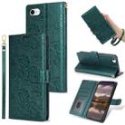 For iPhone 7 / 8 / SE 2022 Peony Flowers Imprint Leather Phone Case(Green) - 1