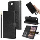 For iPhone 7 / 8 / SE 2022 Peony Flowers Imprint Leather Phone Case(Black) - 1