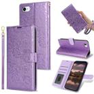 For iPhone 7 / 8 / SE 2022 Peony Flowers Imprint Leather Phone Case(Purple) - 1