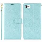For iPhone 7 / 8 / SE 2022 Peony Flowers Imprint Leather Phone Case(Sky Blue) - 2