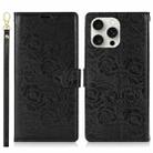 For iPhone 13 Pro Peony Flowers Imprint Leather Phone Case(Black) - 2