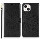 For iPhone 13 mini Peony Flowers Imprint Leather Phone Case(Black) - 2