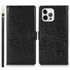 For iPhone 12 / 12 Pro Peony Flowers Imprint Leather Phone Case(Black) - 2