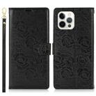 For iPhone 12 Pro Max Peony Flowers Imprint Leather Phone Case(Black) - 2