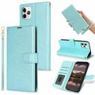 For iPhone 11 Pro Max Peony Flowers Imprint Leather Phone Case(Sky Blue) - 1