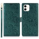 For iPhone 11 Peony Flowers Imprint Leather Phone Case(Green) - 2