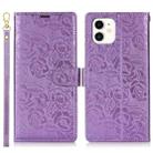 For iPhone 11 Peony Flowers Imprint Leather Phone Case(Purple) - 2