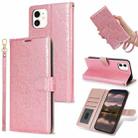 For iPhone 11 Peony Flowers Imprint Leather Phone Case(Pink) - 1