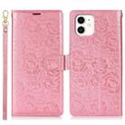 For iPhone 11 Peony Flowers Imprint Leather Phone Case(Pink) - 2