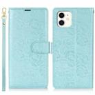 For iPhone 11 Peony Flowers Imprint Leather Phone Case(Sky Blue) - 2