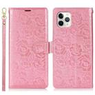 For iPhone 11 Pro Peony Flowers Imprint Leather Phone Case(Pink) - 2