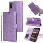 For iPhone X / XS Peony Flowers Imprint Leather Phone Case(Purple) - 1