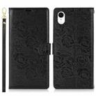 For iPhone XR Peony Flowers Imprint Leather Phone Case(Black) - 2