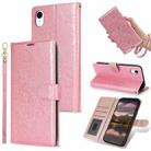 For iPhone XR Peony Flowers Imprint Leather Phone Case(Pink) - 1