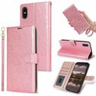 For iPhone XS Max Peony Flowers Imprint Leather Phone Case(Pink) - 1