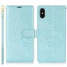 For iPhone XS Max Peony Flowers Imprint Leather Phone Case(Sky Blue) - 2