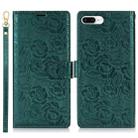 For iPhone 7 Plus / 8 Plus Peony Flowers Imprint Leather Phone Case(Green) - 2