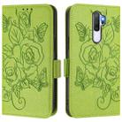 For OPPO A9 4G / A5 4G / A11 4G Embossed Rose RFID Anti-theft Leather Phone Case(Green) - 2