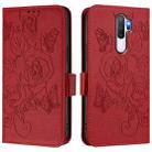 For OPPO A9 4G / A5 4G / A11 4G Embossed Rose RFID Anti-theft Leather Phone Case(Red) - 2