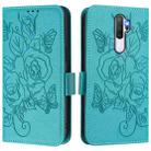 For OPPO A9 4G / A5 4G / A11 4G Embossed Rose RFID Anti-theft Leather Phone Case(Light Blue) - 2