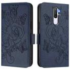 For OPPO A9 4G / A5 4G / A11 4G Embossed Rose RFID Anti-theft Leather Phone Case(Dark Blue) - 2