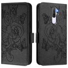 For OPPO A9 4G / A5 4G / A11 4G Embossed Rose RFID Anti-theft Leather Phone Case(Black) - 2