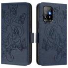 For OPPO A94 5G Global / Reno5 Z Embossed Rose RFID Anti-theft Leather Phone Case(Dark Blue) - 2