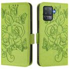 For OPPO F19 Pro / Reno5 F / Reno5 Lite Embossed Rose RFID Anti-theft Leather Phone Case(Green) - 2