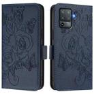 For OPPO F19 Pro / Reno5 F / Reno5 Lite Embossed Rose RFID Anti-theft Leather Phone Case(Dark Blue) - 2