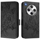 For OPPO Find X8 Embossed Rose RFID Anti-theft Leather Phone Case(Black) - 2