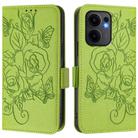 For OPPO Reno13 F 5G Embossed Rose RFID Anti-theft Leather Phone Case(Green) - 2