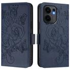 For OPPO Reno13 F 5G Embossed Rose RFID Anti-theft Leather Phone Case(Dark Blue) - 2