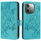 For OPPO A5 Pro 5G Global Embossed Rose RFID Anti-theft Leather Phone Case(Light Blue) - 2