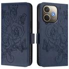 For OPPO A5 Pro 5G Global Embossed Rose RFID Anti-theft Leather Phone Case(Dark Blue) - 2