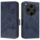 For OPPO Find X8 Ultra 5G Embossed Rose RFID Anti-theft Leather Phone Case(Dark Blue) - 2