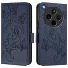 For OPPO Find X8s+ 5G Embossed Rose RFID Anti-theft Leather Phone Case(Dark Blue) - 2
