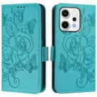 For OPPO Reno14 Pro Global Embossed Rose RFID Anti-theft Leather Phone Case(Light Blue) - 2