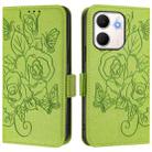 For OPPO A5x 5G / 4G Global Embossed Rose RFID Anti-theft Leather Phone Case(Green) - 2