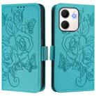 For OPPO A5x 5G / 4G Global Embossed Rose RFID Anti-theft Leather Phone Case(Light Blue) - 2