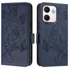 For OPPO A5x 5G / 4G Global Embossed Rose RFID Anti-theft Leather Phone Case(Dark Blue) - 2