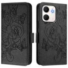 For OPPO A5x 5G / 4G Global Embossed Rose RFID Anti-theft Leather Phone Case(Black) - 2