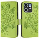 For OPPO Reno14 F 5G Embossed Rose RFID Anti-theft Leather Phone Case(Green) - 2